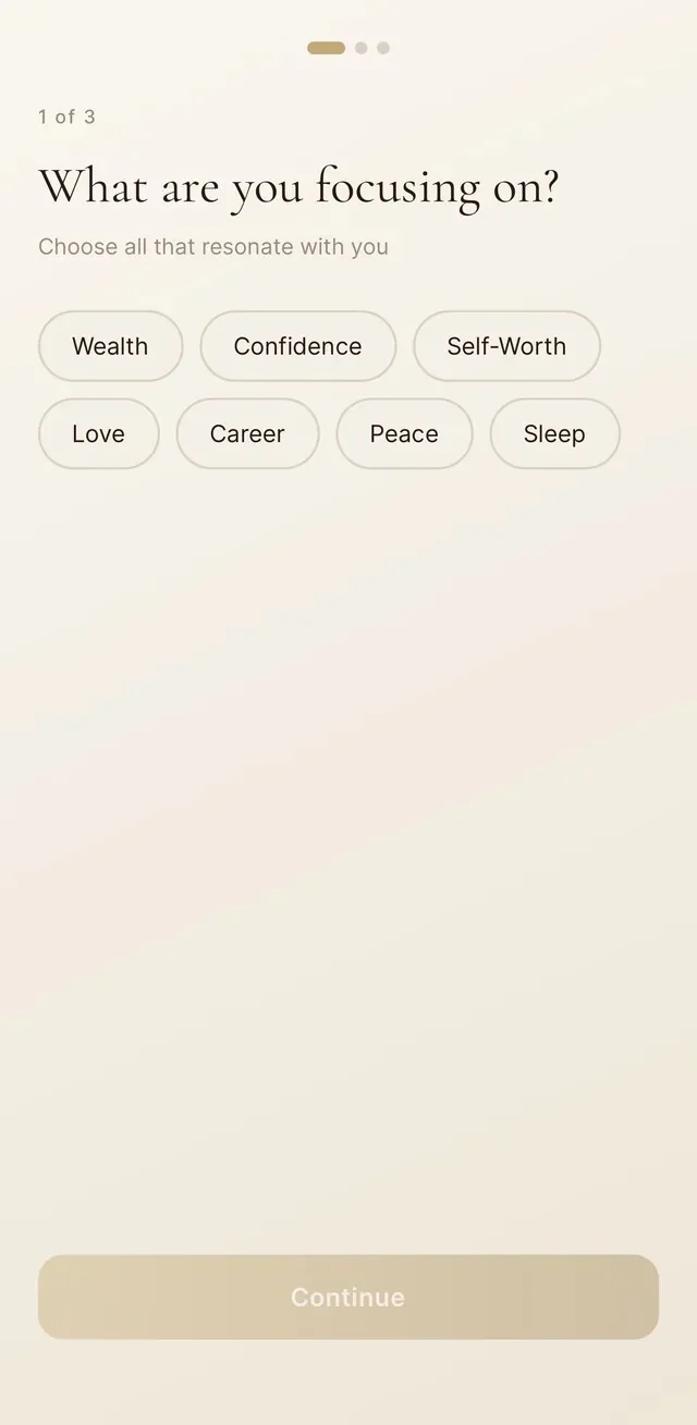 AuraRise focus selection screen